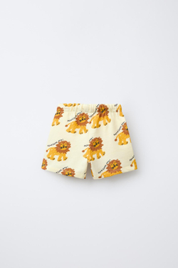 ZARA БЕРМУДЫ С ПРИНТОМ «ЛЕВ», ЖЕЛТЫЙ