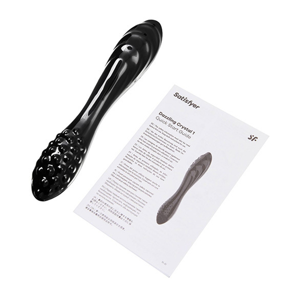 Черный двусторонний стеклянный фаллоимитатор 18,5см Satisfyer Dazzling Crystal 1 4045924