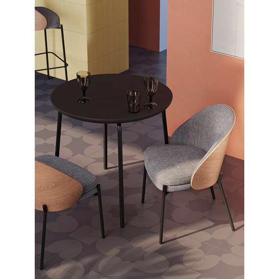 Стол обеденный Round, D90 см, черный шпон ясеня