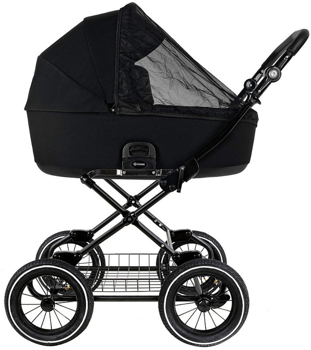 Детская коляска Roan Bass Next Classic d12 2.0 2 в 1 BNC/85/2 Caviar/Black/руч.Cappuccino