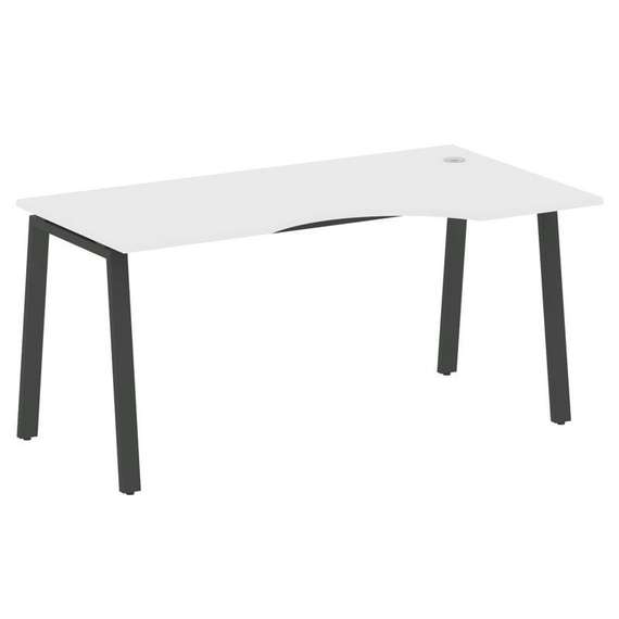 Metal System Стол криволинейный правый на А-образном м/к БА.СА-1 (R) Белый/Металл Антрацит 1600*900*