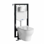 Унитаз подвесной WasserKRAFT Berkel 56TLT.010.ME.CH04.H001 безободковый, с инсталляцией Vils 56, с крышкой микролифт, белый/кнопка хром