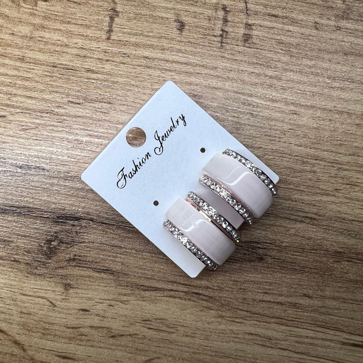 Клипсы Кошачий глаз кольца 12x22 мм стразы металл цвет медный