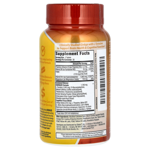 Isatori, Energize, таблетка для повышения энергии на весь день, 60 таблеток