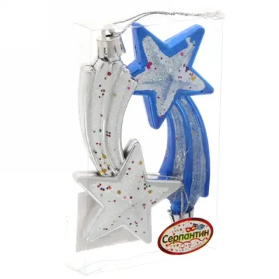 Ёлочные игрушки «Комета яркая» 9,5см микс цветов (набор 2шт)