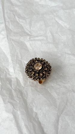 Кольцо круглый "лабиринт" с медовыми кристаллами, разъемное