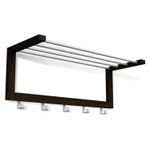 Вешалка настенная SHT-WH4, 265х650х250 мм, 5 крючков + полка, дерево/металл, венге/хром