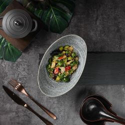 Салатник 400 мл 22,5*13 см h4,7 см глазурь Side Up Glossy Stone Untouched Taiga P.L. [1]