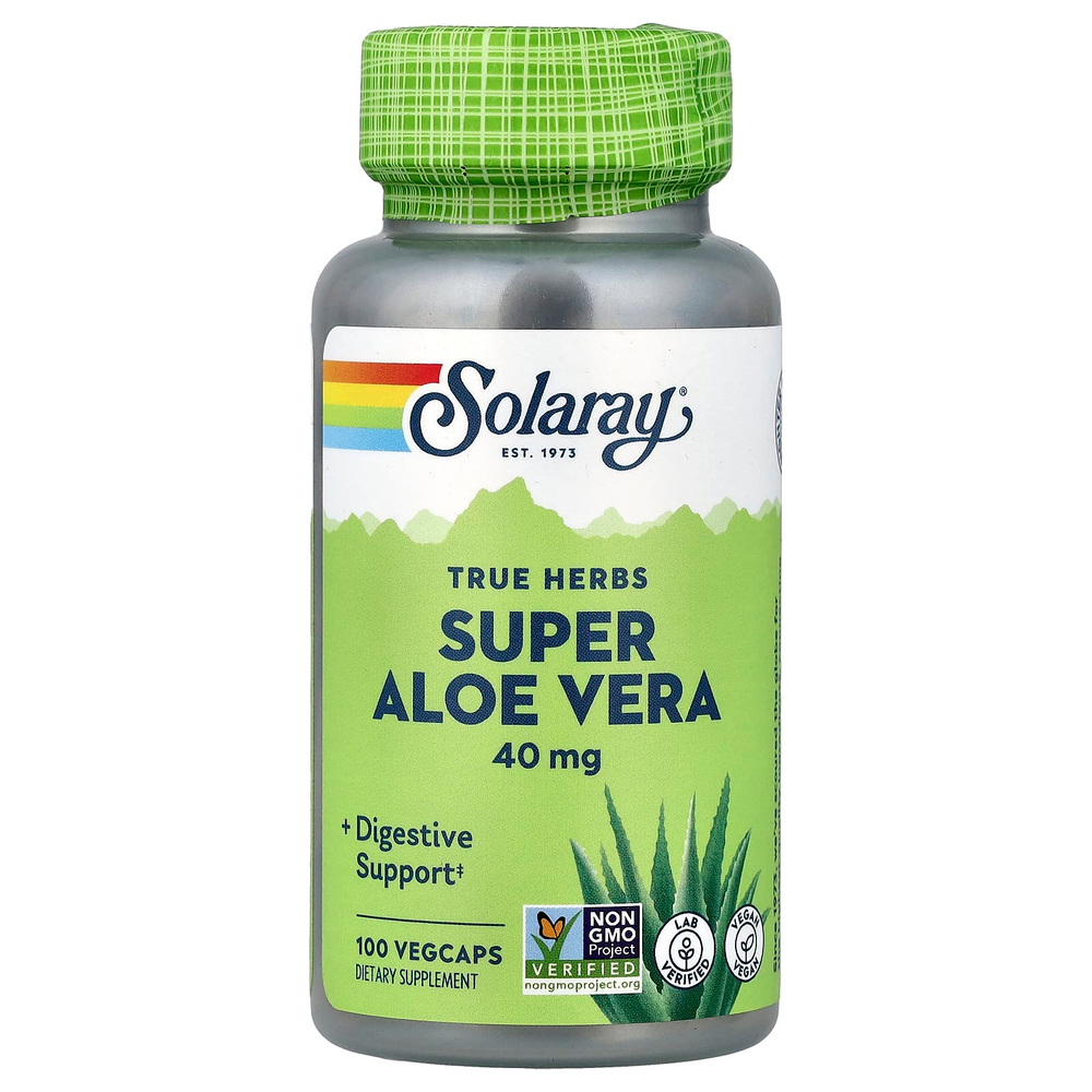Solaray, True Herbs, супералоэ вера, 100 растительных капсул