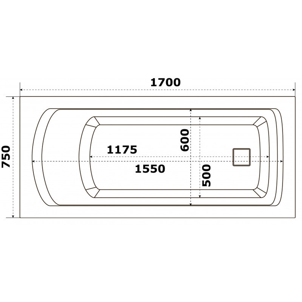 Акриловая ванна Bas (Бас) Бали 170х75, с каркасом