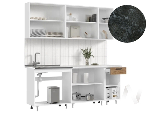 Кухня Рио NEW ЛДСП 2;0м (белый/дуб крафт/кастилло темный)