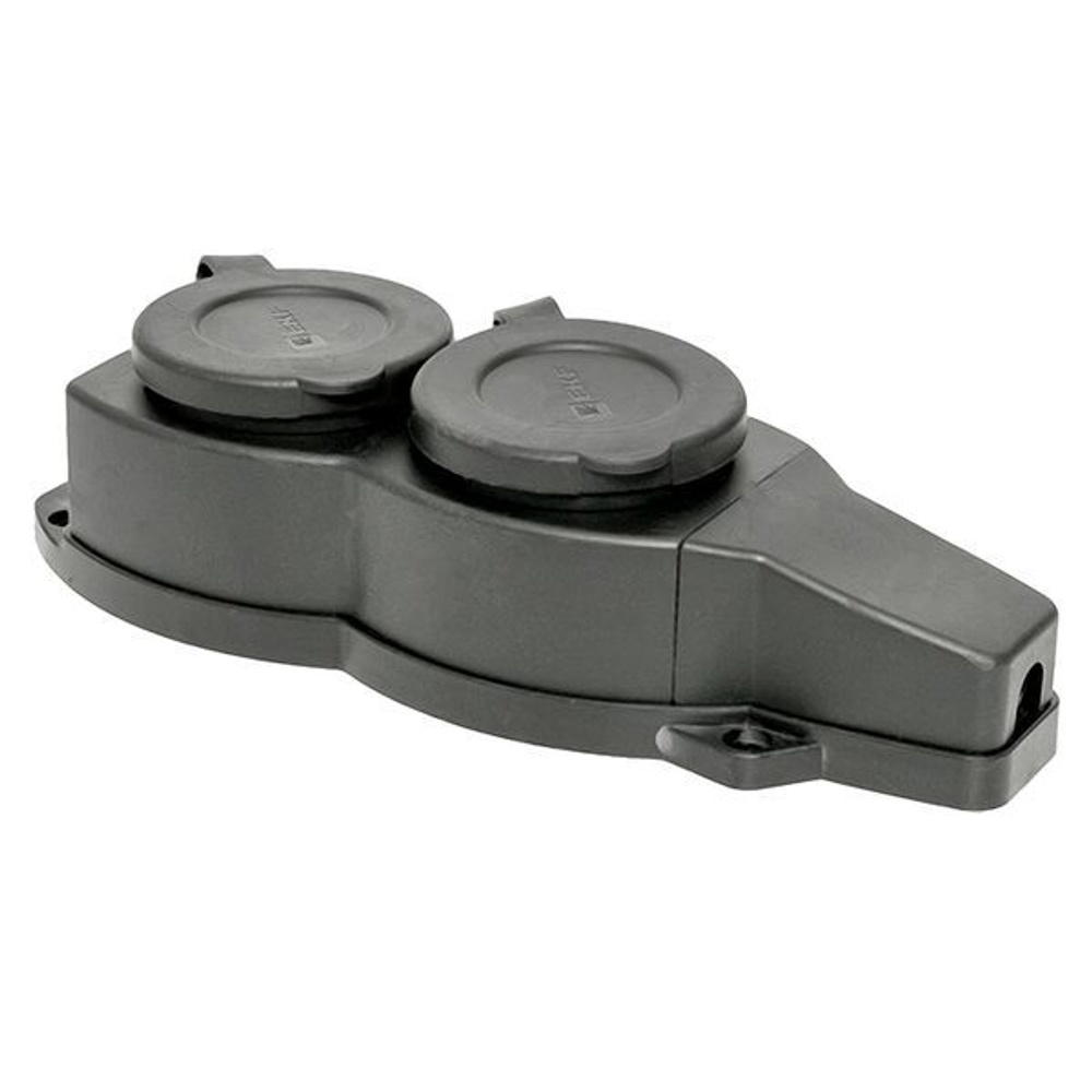 Роз, (колодка) двухмест, с защит, крышками каучуковая 230В 2P+PE 16A IP44 EKF Марс