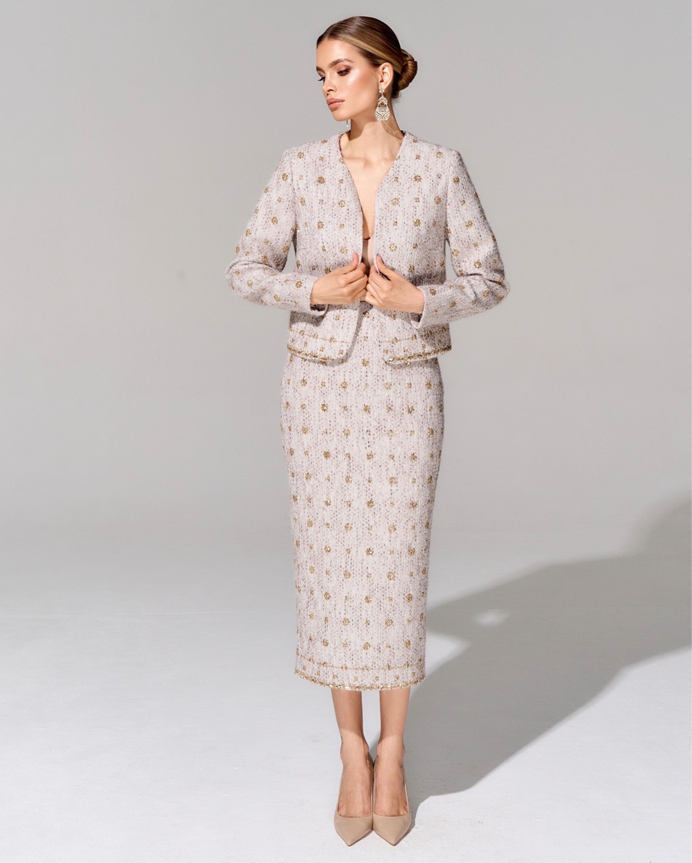 Укороченный жакет из премиального твида