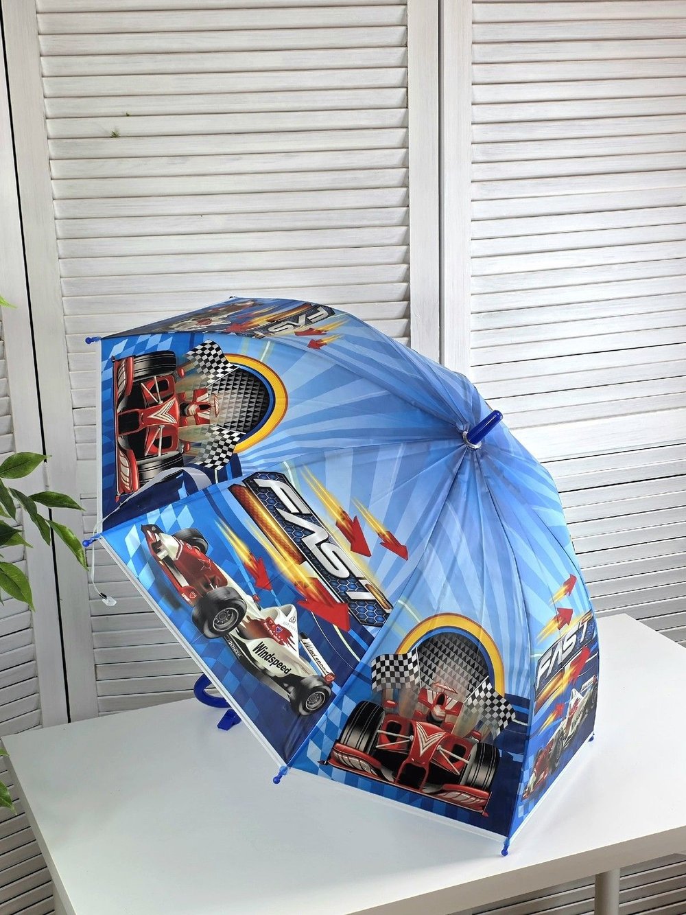 Зонт детский Гоночные машинки 48,5 см синий (202002036-2)