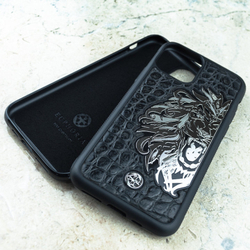 Дизайнерский дорогой чехол iPhone со львом - Euphoria HM Premium - стильный, натуральная кожа, ювелирный сплав