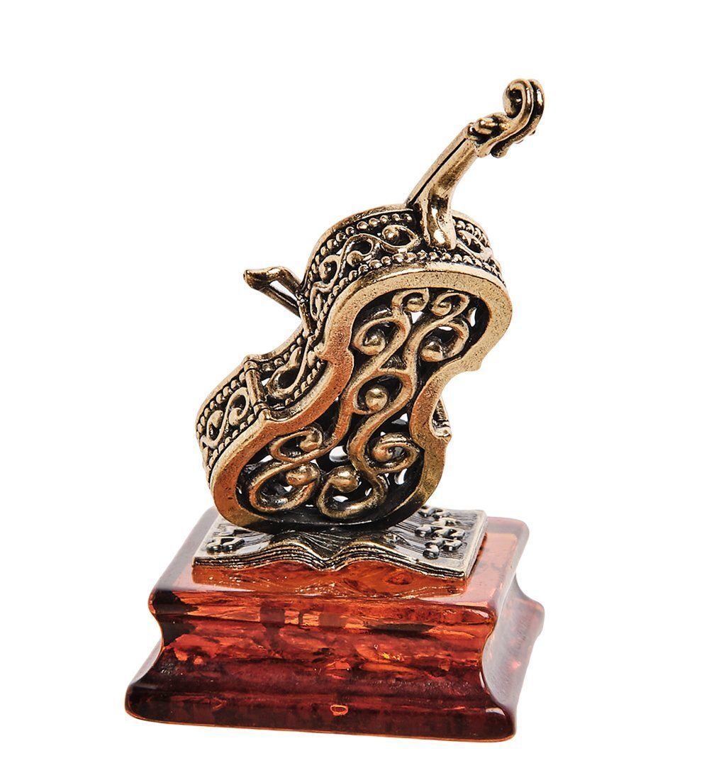 Народные промыслы AM-2836 Фигурка «Виолончель Ажурная» (латунь, янтарь)