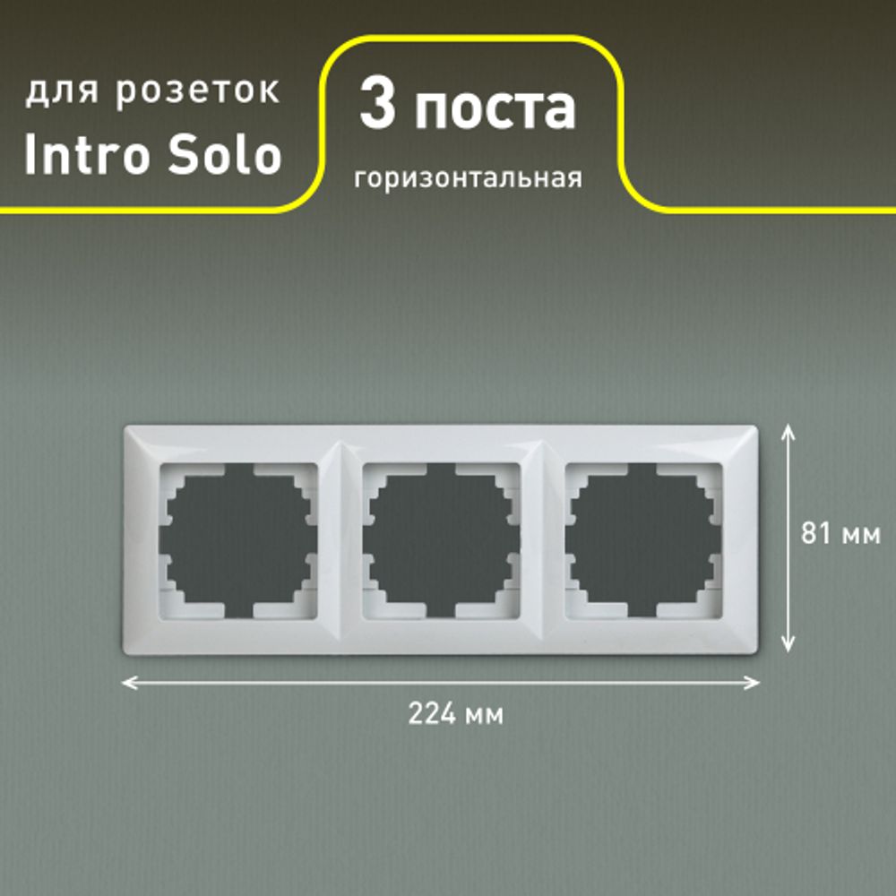 Рамка для розеток и выключателей Intro Solo 4-503-01 на 3 поста, СУ, белый