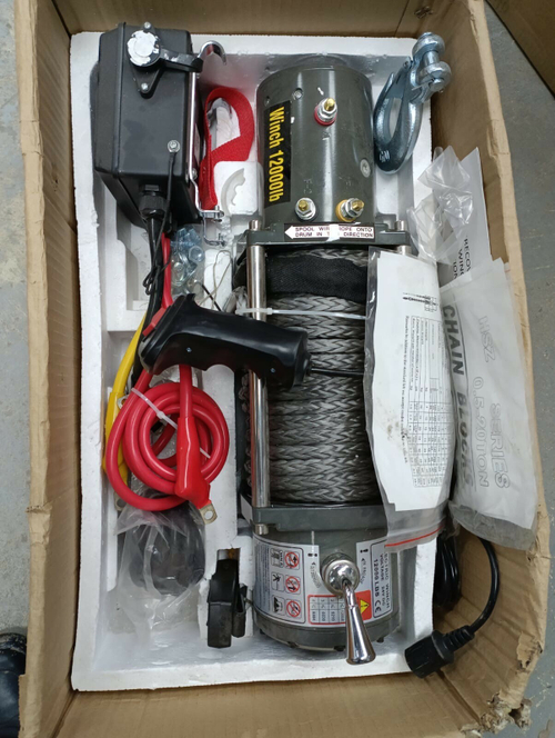 24V (Кевлар) / Лебедка 12000Lbs (синтетический трос) автомобильная, Electric Winch 24V / 12000Lbs (кевлар, радиопульт) (Вес: 26 кг) SM