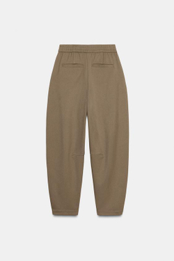 ZARA БРЮКИ CARROT FIT С ЭЛАСТИЧНЫМ ПОЯСОМ, ЦВЕТ ВЕРБЛЮЖЬЕЙ ШЕРСТИ