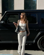milk flared trousers