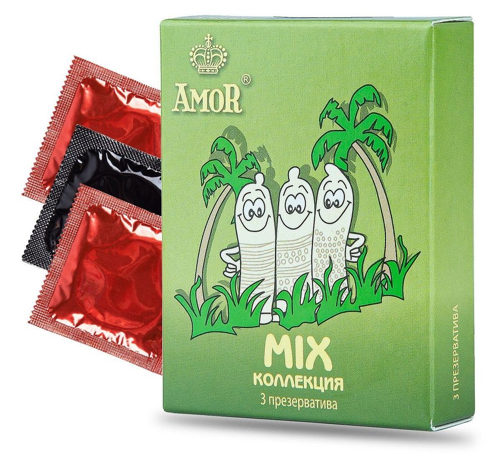Микс-набор презервативов AMOR Mix Яркая линия - 3 шт.