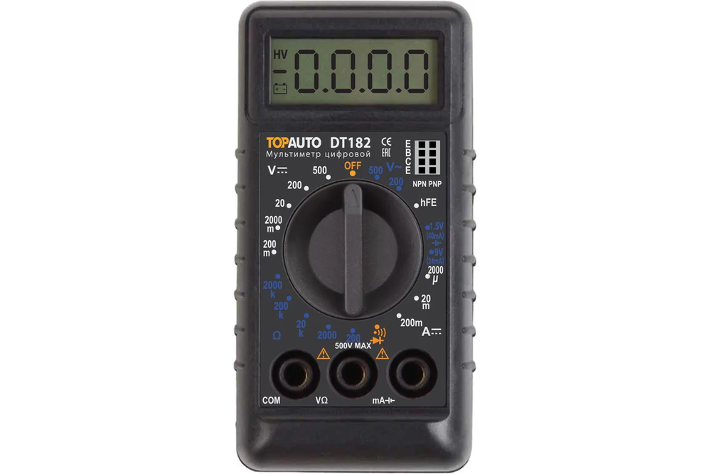 Цифровой мультиметр TopAuto звуковая прозвонка цепи, компактный в блистере DT182