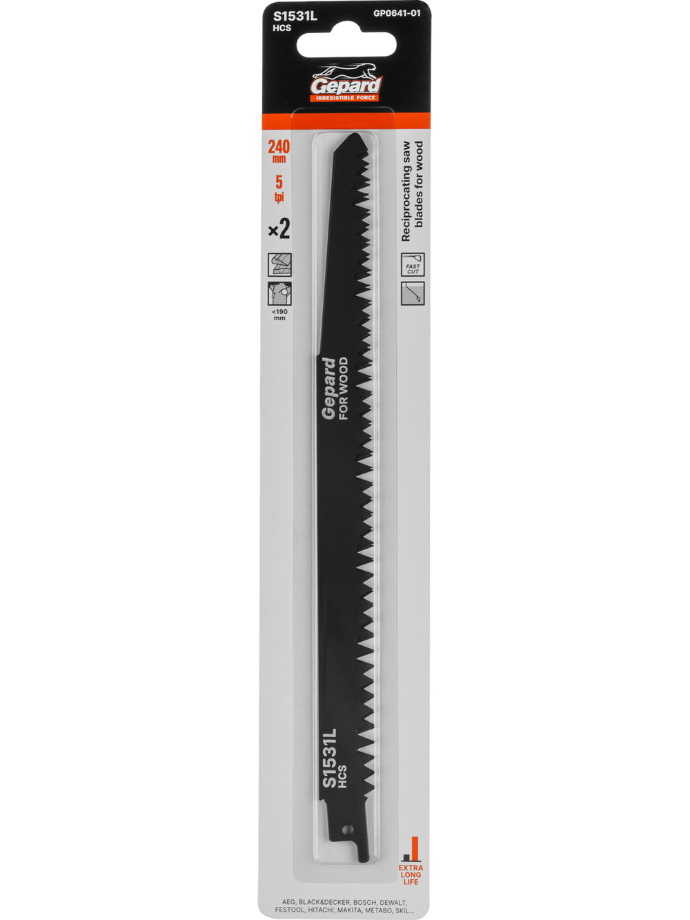Пилка сабельная по дереву S1531L (2 шт.) GEPARD