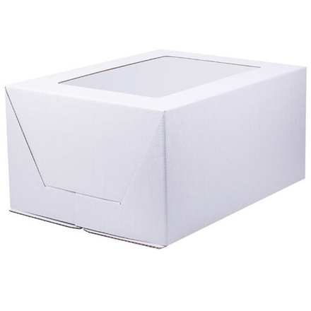 Коробка для торта с окном белая 30 х 40 х 19 см