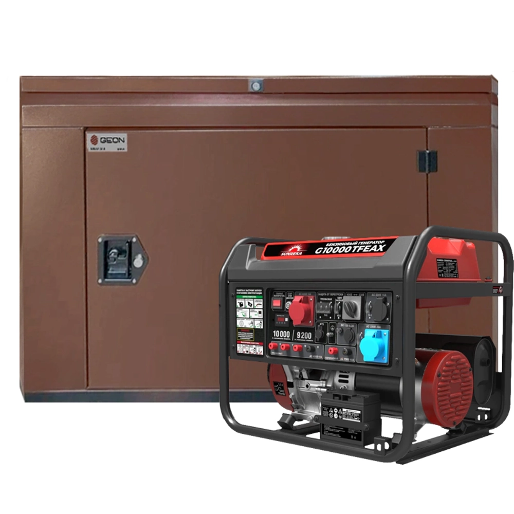 Генератор бензиновый SUNREKA G10000TFEAX с кожухом Geon 1400SS RAL 8017