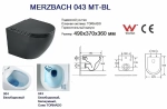 Унитаз подвесной WeltWasser AMBERG 350 + MERZBACH 043 MT-BL + AMBERG RD-MT CR черный матовый, безободковый, с крышкой микролифт, слив-торнадо, с инсталляцией и кнопкой хром матовый