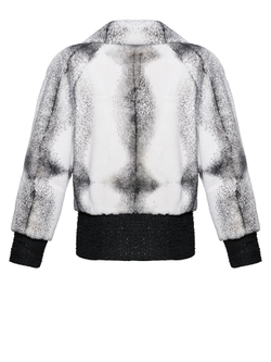 Шуба укороченная из меха бобра, отделка твид