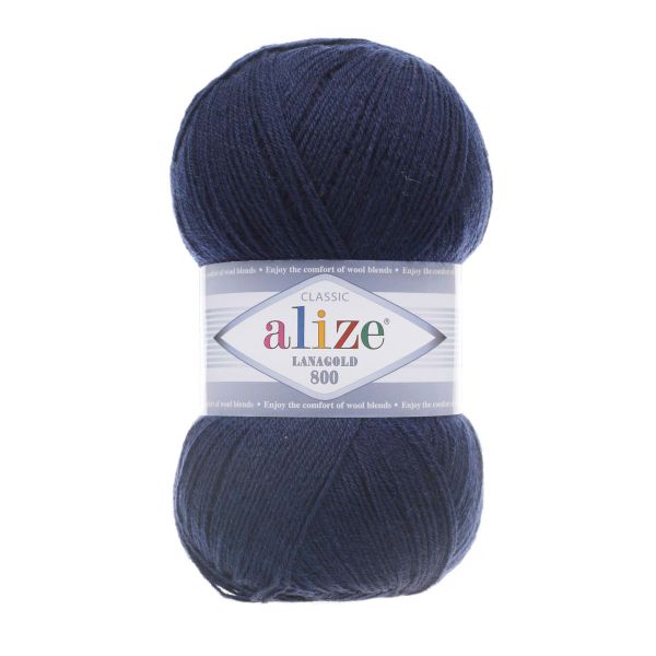 Пряжа Alize (Ализе) Lana Gold 800 / уп.5 мот. по 100 г, 800м, 058 темно-синий A