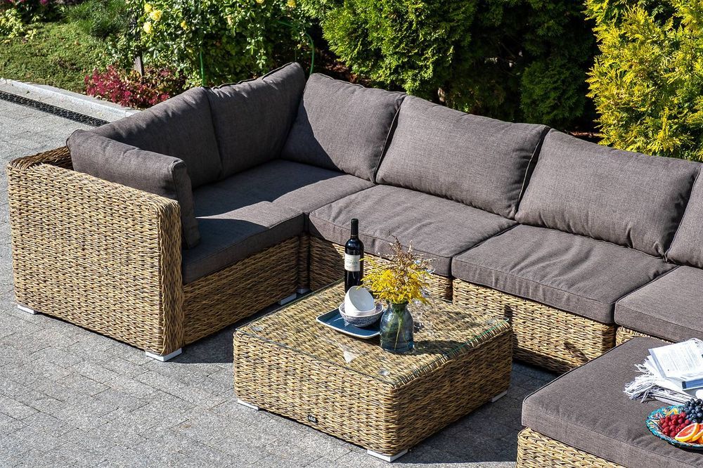 "Лунго" трансформирующаяся лаунж-зона из искусственного ротанга (гиацинт), цвет соломенный