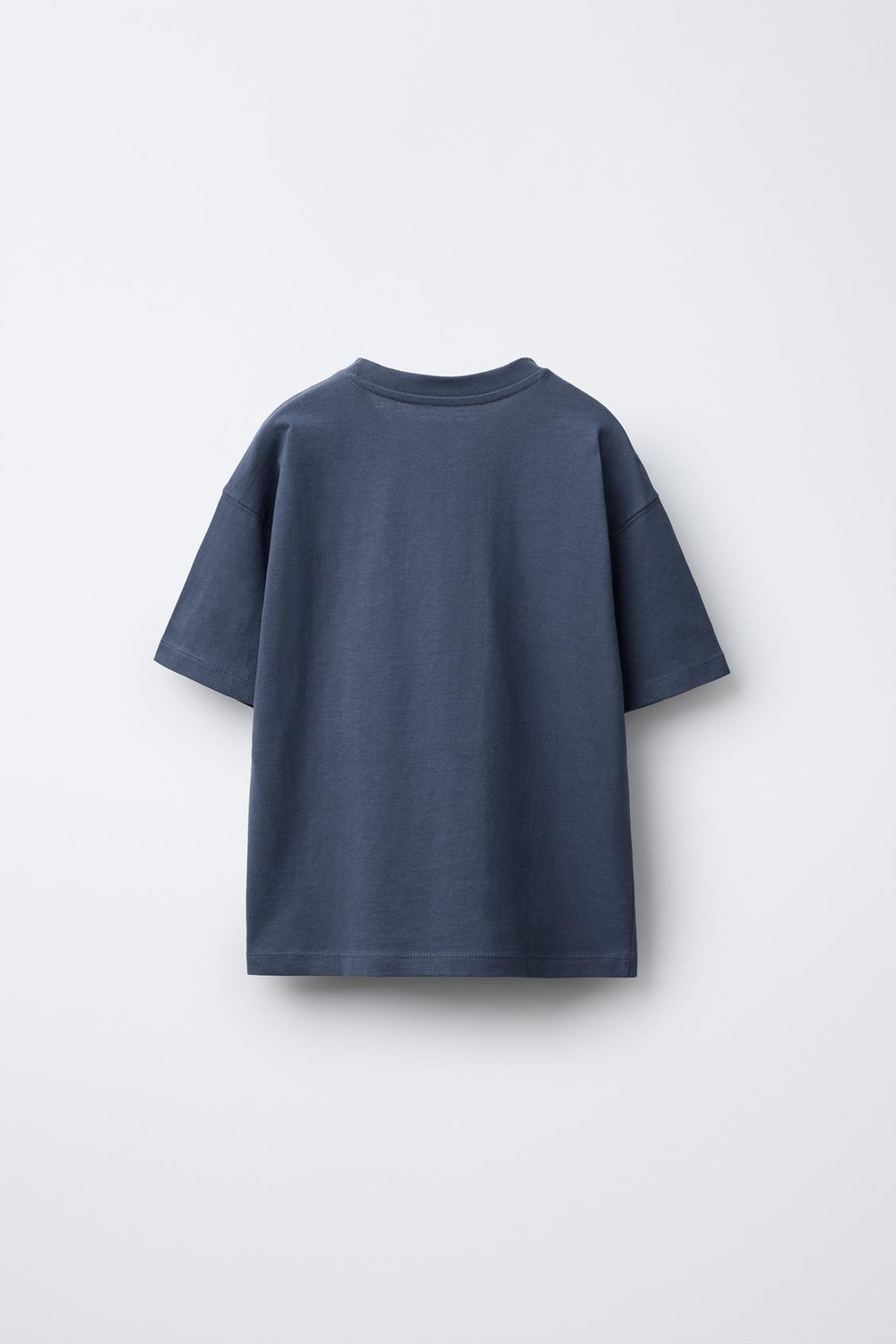 ZARA ОДНОТОННАЯ ФУТБОЛКА MEDIUM WEIGHT, ВЫЦВЕТШИЙ СИНИЙ