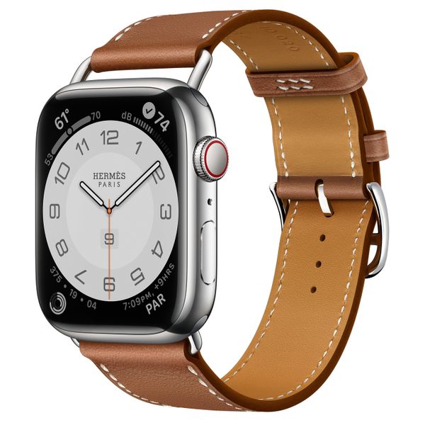 Умные часы Apple Watch Series 7 Hermès GPS + Cellular 45mm Silver Stainless Steel Case with Single Tour (Gold)