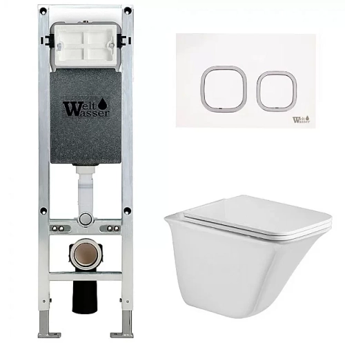 Унитаз с инсталляцией WeltWasser AMBERG 350 ST + ROTBACH 004 GL-WT + AMBERG RD-WT