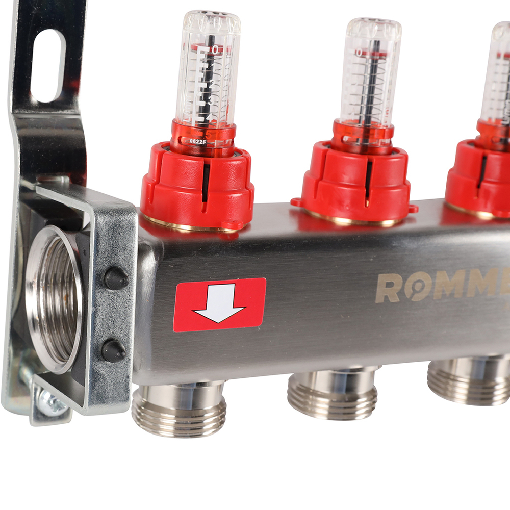 ROMMER RMS-1200-000004 ROMMER Коллектор из нержавеющей стали с расходомерами 4 вых.