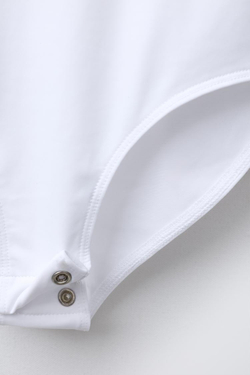 ZARA БОДИ С ВОРОТНИКОМ-СТОЙКОЙ, БЕЛЫЙ