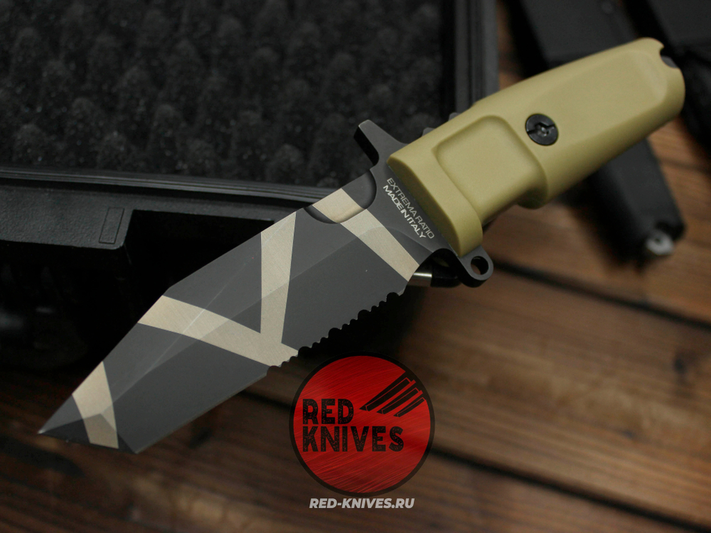 Нож Extrema Ratio Fulcrum C P/S А+++ V.2026 - пустынная рукоять, черный камо клинок