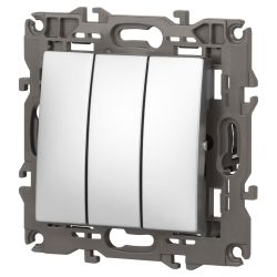 Выключатель ЭРА Elegance 14-1107-03 тройной 10АХ-250В IP20 алюминий