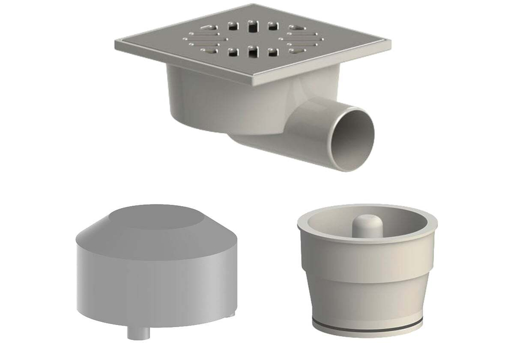 ТРАП ПЛАСТИК. НЕРЖ. РЕШЕТКА УГЛОВОЙ 15 Х 15 СМ (ДИАМ. 50ММ), MP-У ИС.110456