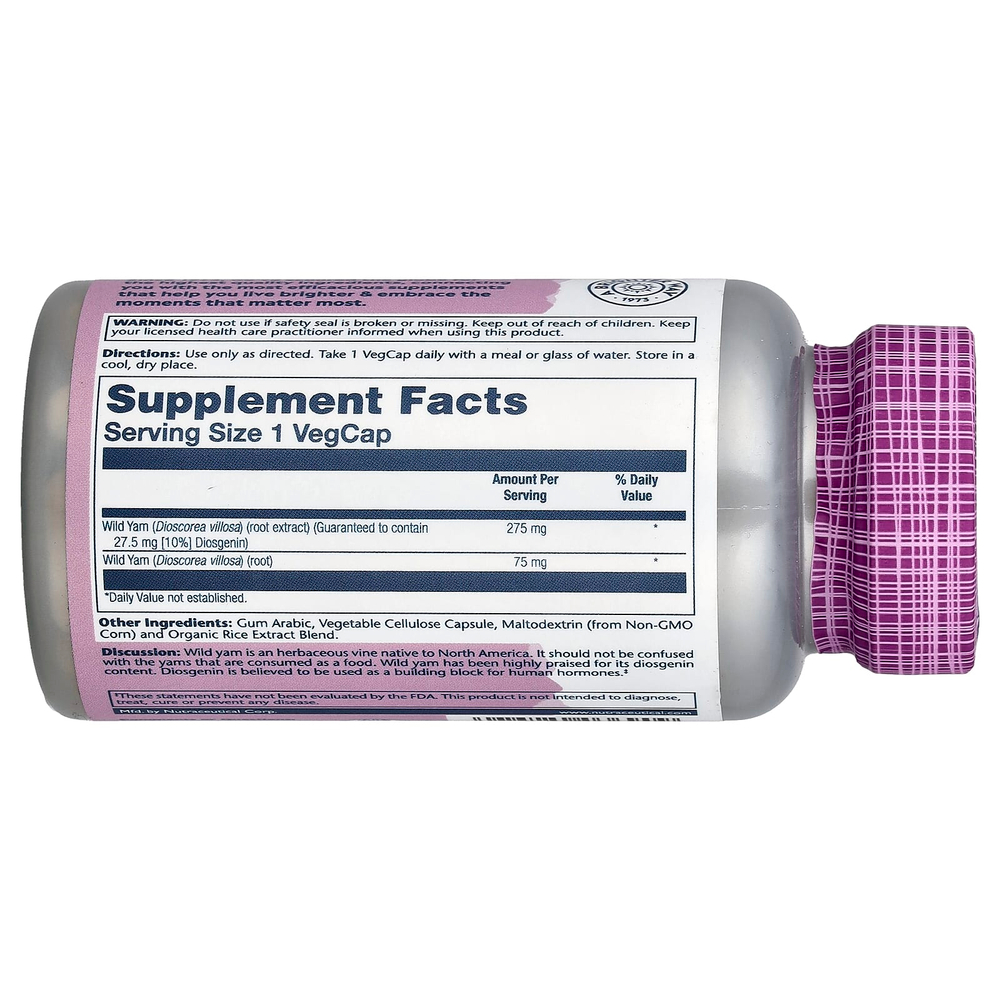 Solaray, Vital Extracts, дикий ямс, 60 растительных капсул