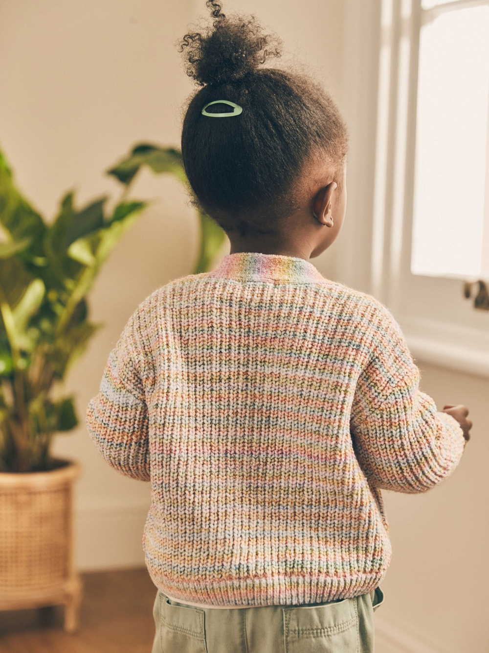 Кардиган вязаный для девочки Next Q87-903, Кремовый, Розовый, Салатовый