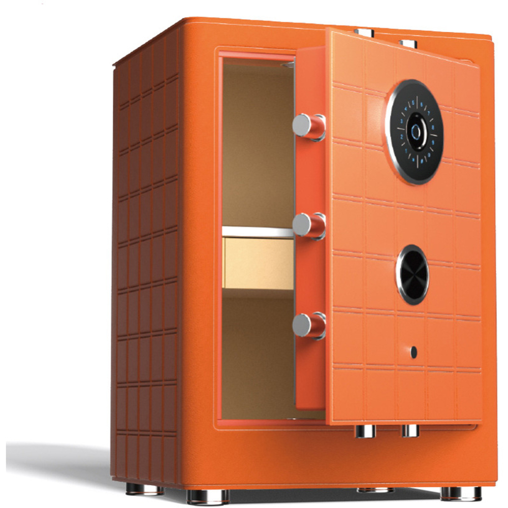 Сейф DELI "AE691-Z" биометрический + электронный замок + ключ, 430х400х600 мм, 52 кг, оранжевый