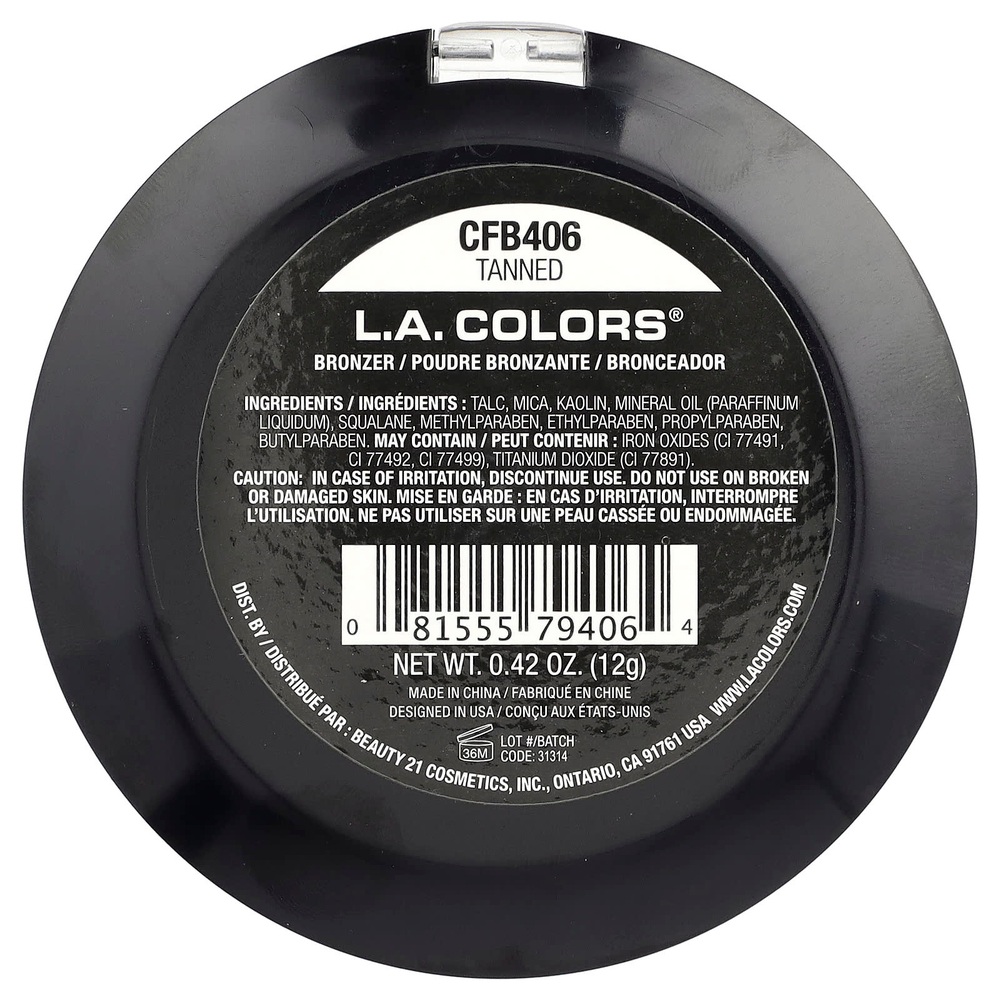 L.A. Colors, бронзер, CFB406, загар, 12 г (0,42 унции)