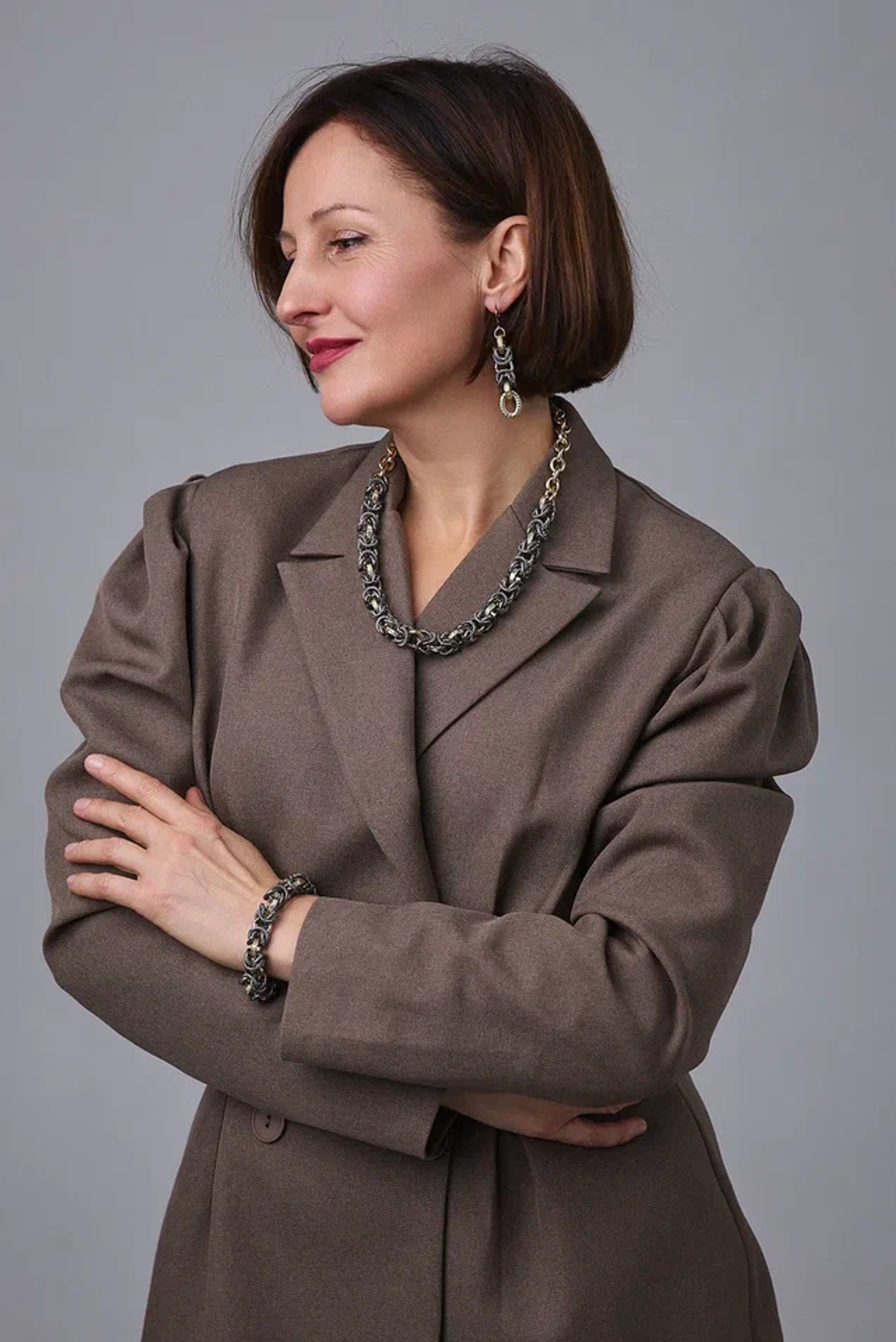 Серьги длинные Византия биколор: золото и графит, замок левербек