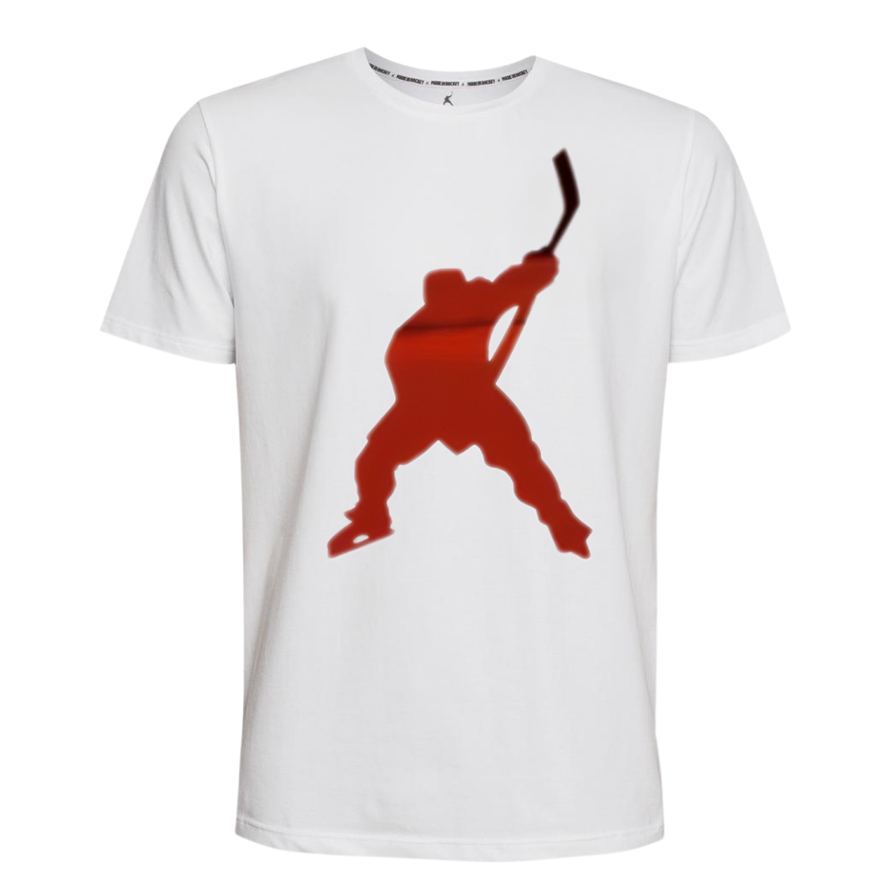 Футболка с средним красным замшевым хоккеистом