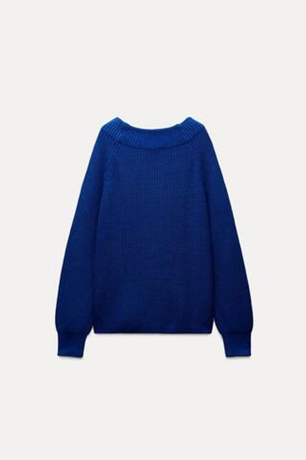 ZARA ОДНОТОННЫЙ СВИТЕР, ЯРКО-СИНИЙ