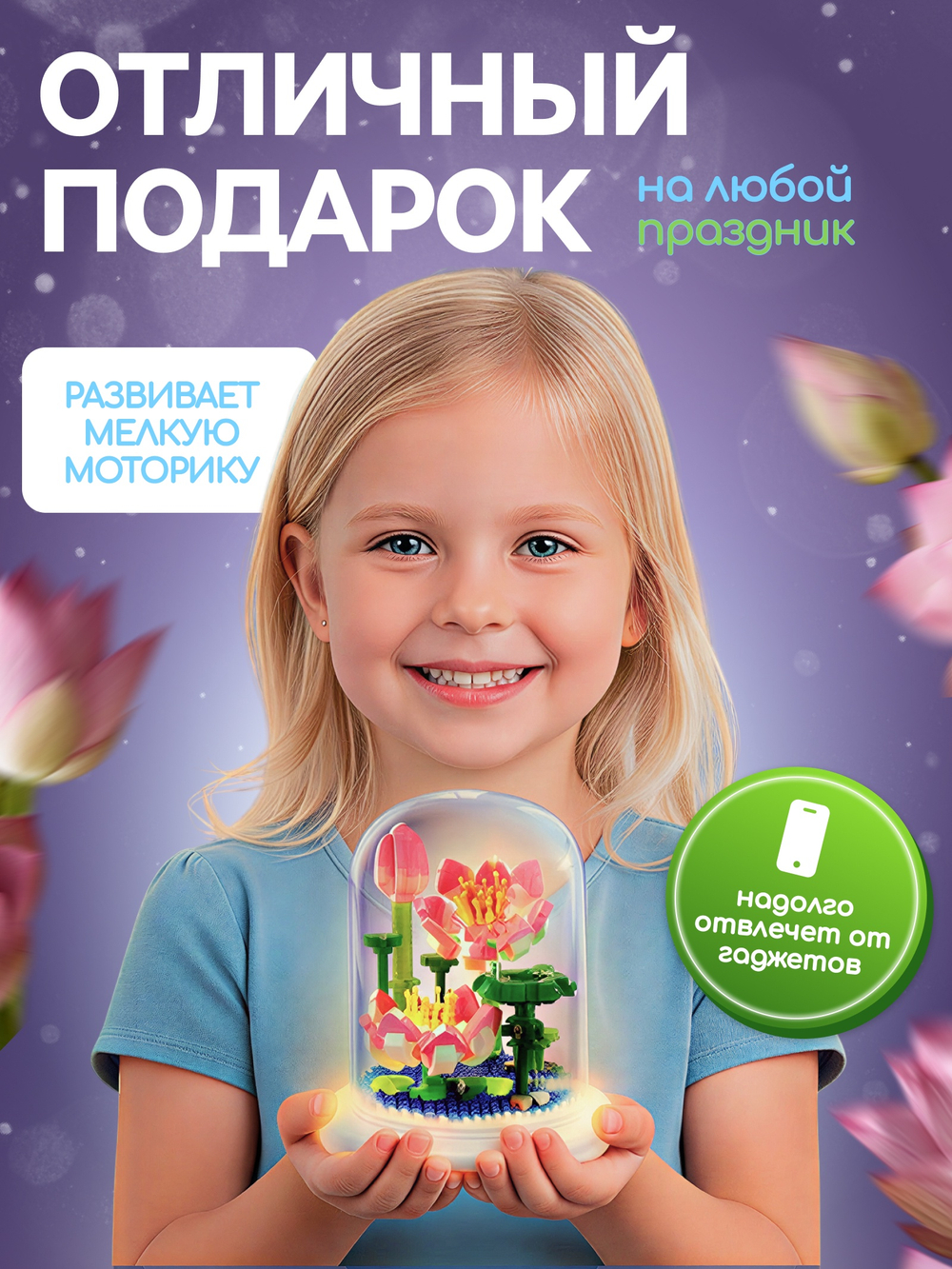 Конструктор «Mini Blocks. Лотос», свет, 660 деталей