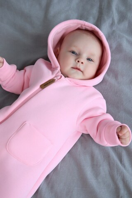 Комбинезон утепленный с капюшоном розовый